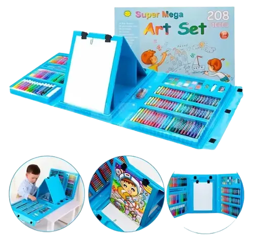 MEGA KIT DE ARTE 208 PIEZAS PARA NIÑOS