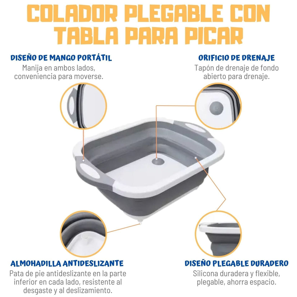 Colador Plegable con Tabla para Cortar