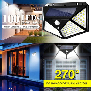 Lampara solar 100 Luces led para exteriores con sensor de movimiento